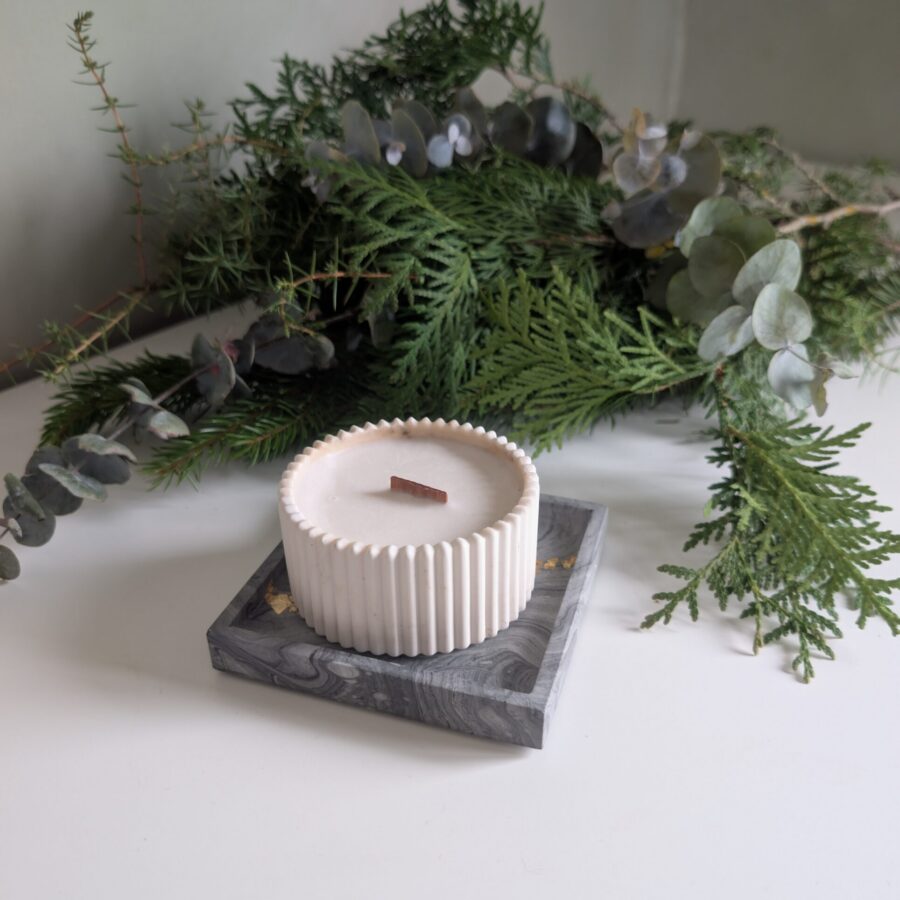 Jõulukomplekt- sojavahast küünal+alus