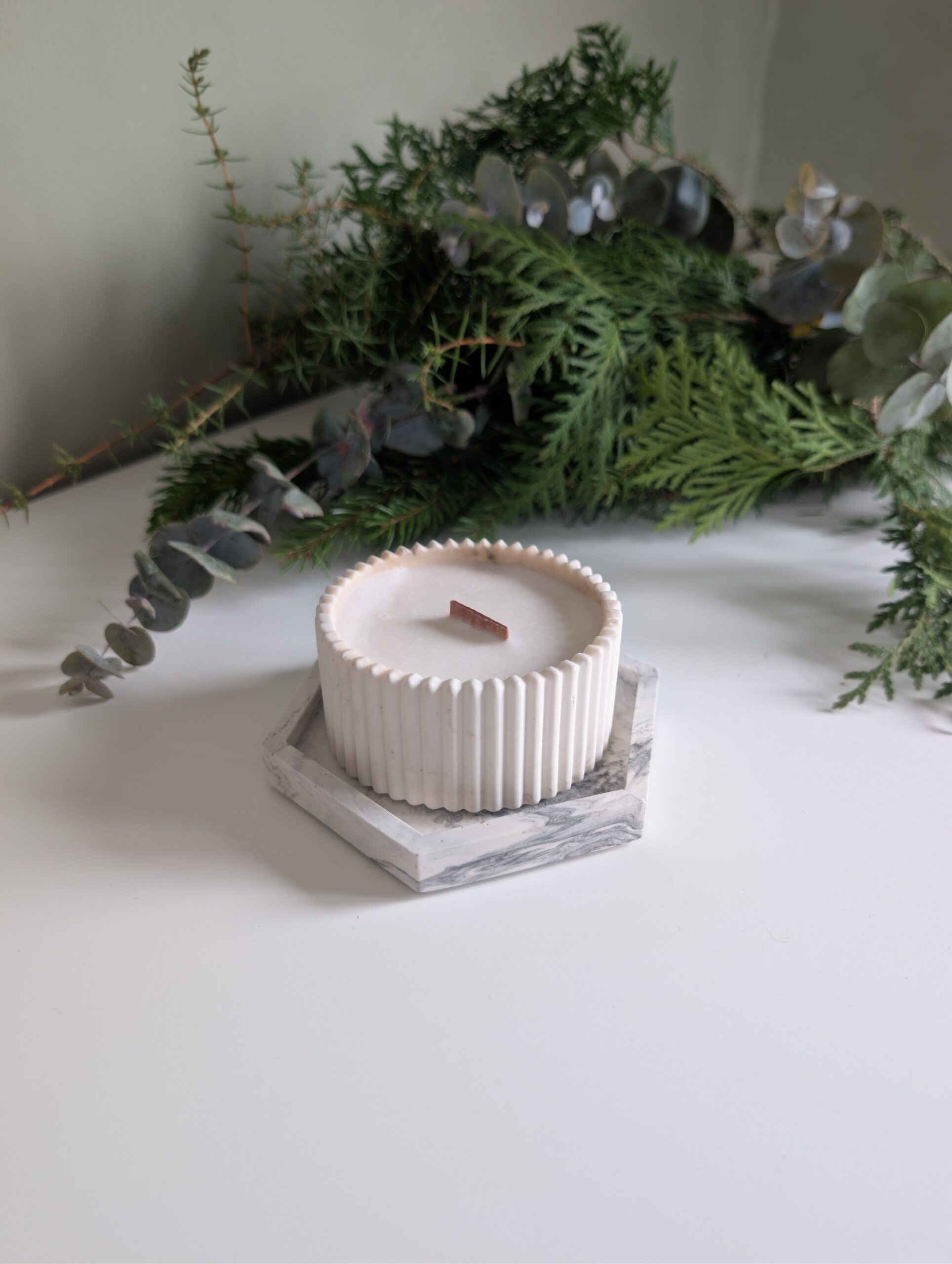 Jõulukomplekt- sojavahast küünal+alus