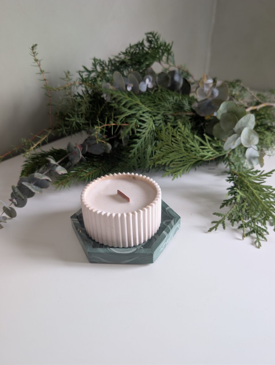 Jõulukomplekt- sojavahast küünal+alus